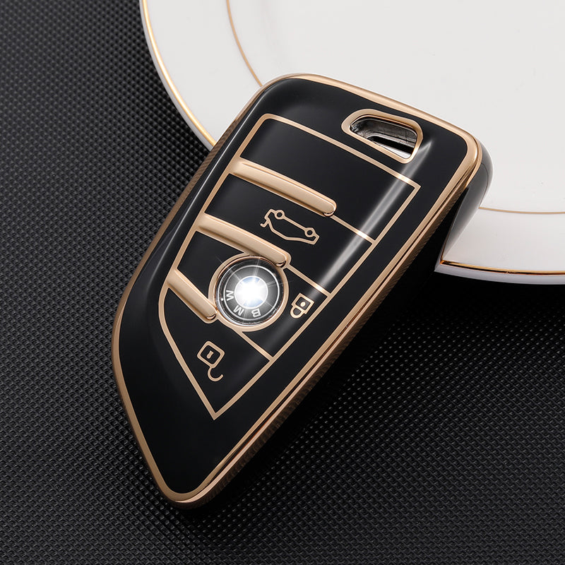 Acto TPU Gold Series Car Key Cover With TPU Gold Key Chain For BMW 6 Series