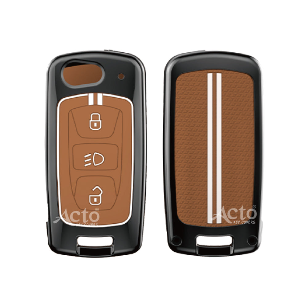Acto Metal Sapphire Key Cover and Key chain Compatible with Tata Bolt I Nexon I Tigor I Hexa I Tiago I Zest Pack of 1 Set (Glow in the Night)