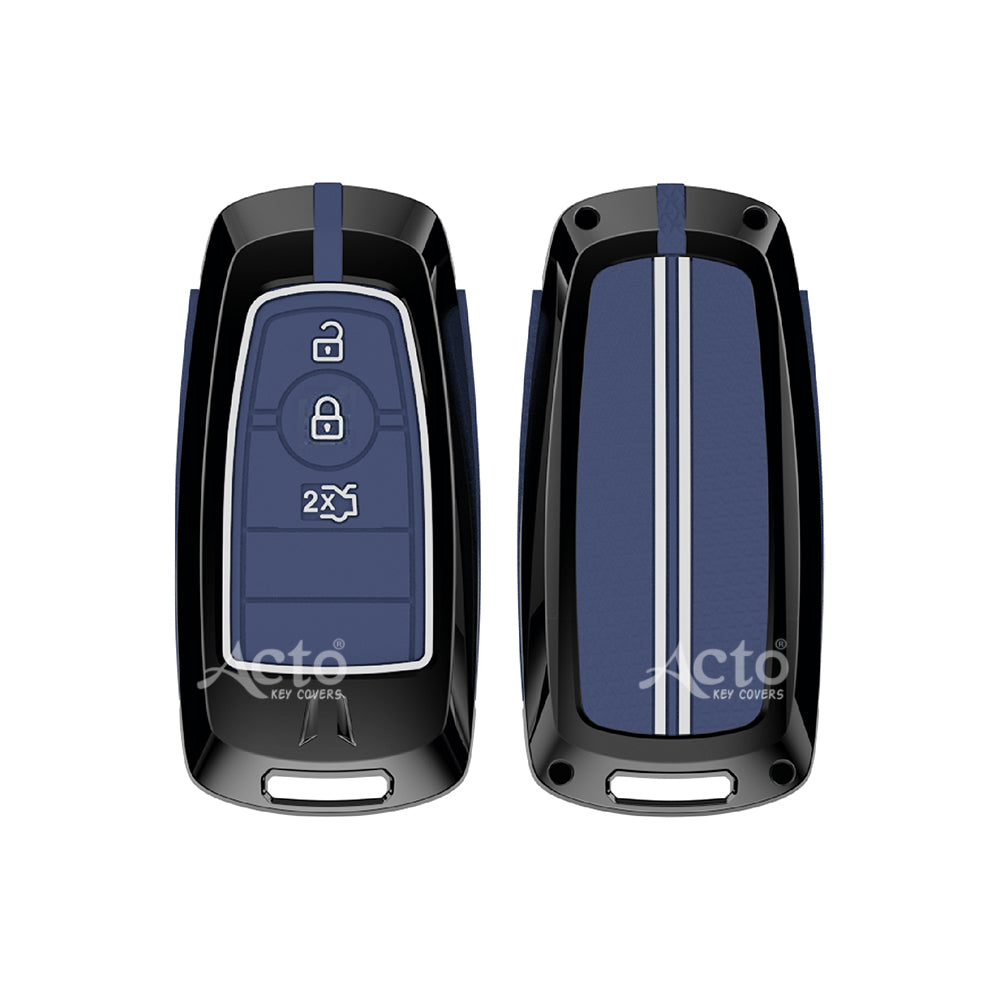 Acto Metal Sapphire Key Cover and Key chain Compatible with Ford New Ecosport Pack of 1 Set (Glow in the Night)
