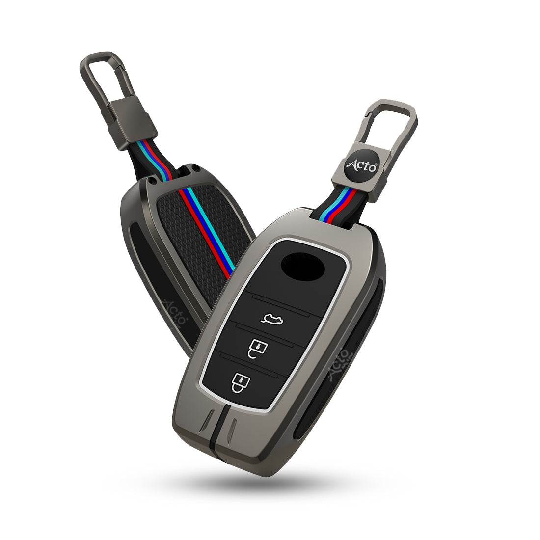 Acto Metal Sapphire Key Cover and Key chain Compatible with Toyota Crysta, Fortuner Pack of 1 Set (Glow in the Night)