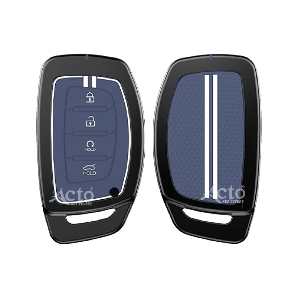 Acto Metal Sapphire Key Cover and Key chain Compatible with Hyundai Creta 2021 I Alacazar I Venue I Tucson Pack of 1 Set (Glow in the Night)