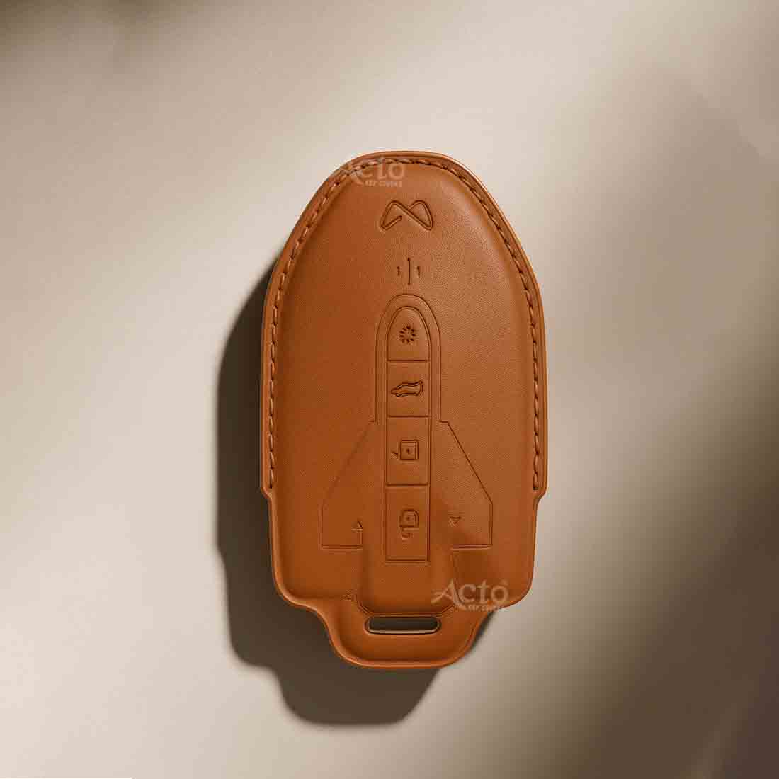 ACTO PU Leather Key Cover with Leather Key Chain Compatible with Mahindra BE 6E 3 Button Smart Key Pack of 1 Pcs