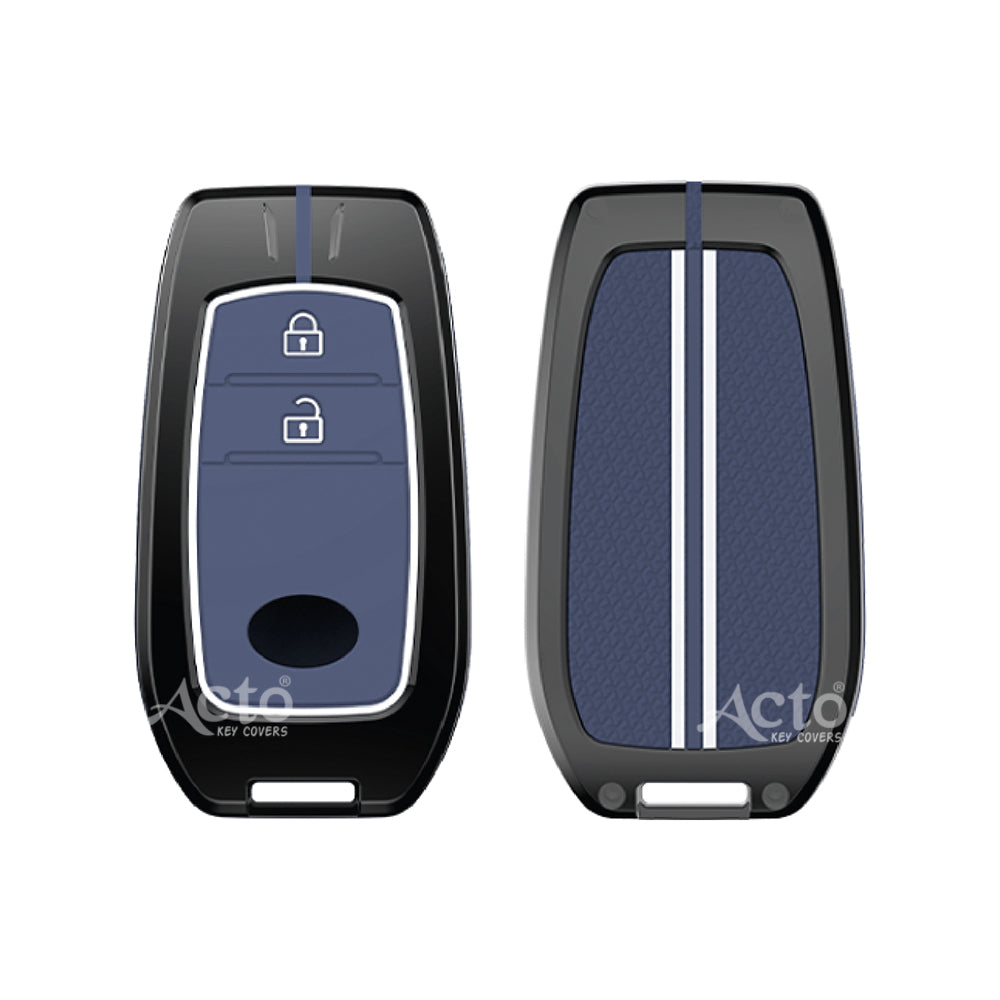 Acto Metal Sapphire Key Cover and Key chain Compatible with Toyota Crysta, Fortuner Pack of 1 Set (Glow in the Night)