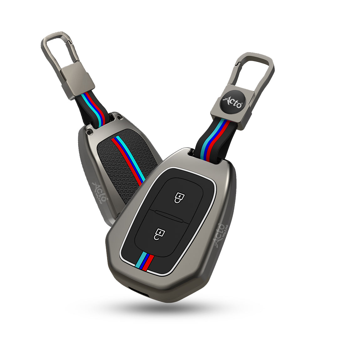 Acto Metal Sapphire Key Cover and Key chain Renault Duster, Kwid & Triber Compatible with  Pack of 1 Set (Glow in the Night)