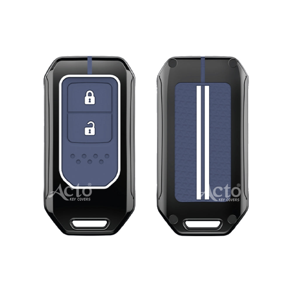 Acto Metal Sapphire Key Cover and Key chain Compatible with Honda BR-V Pack of 1 Set (Glow in the Night)