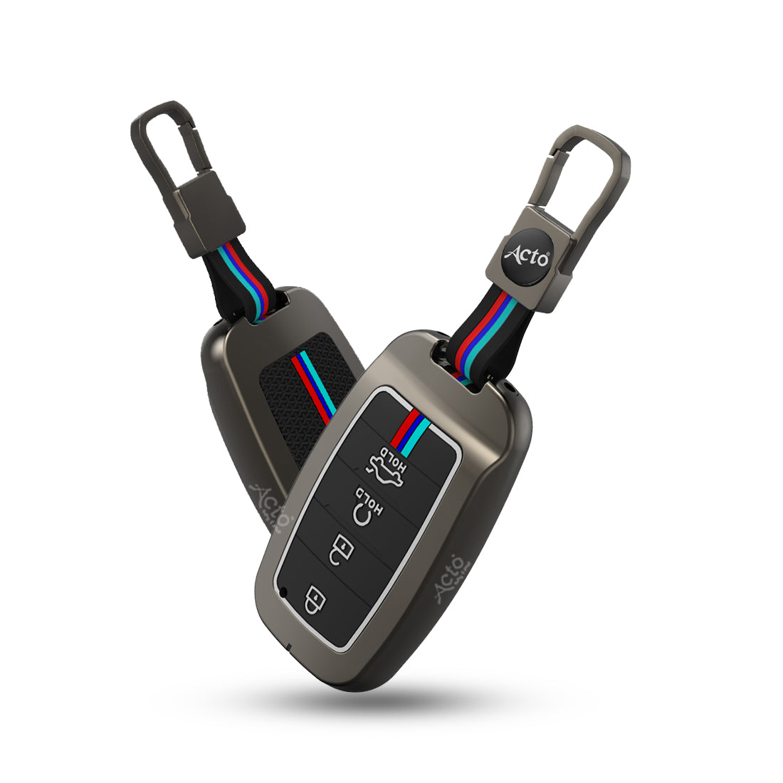 Acto Metal Sapphire Key Cover and Key chain Compatible with KIA Seltos & Sonet Pack of 1 Set (Glow in the Night)