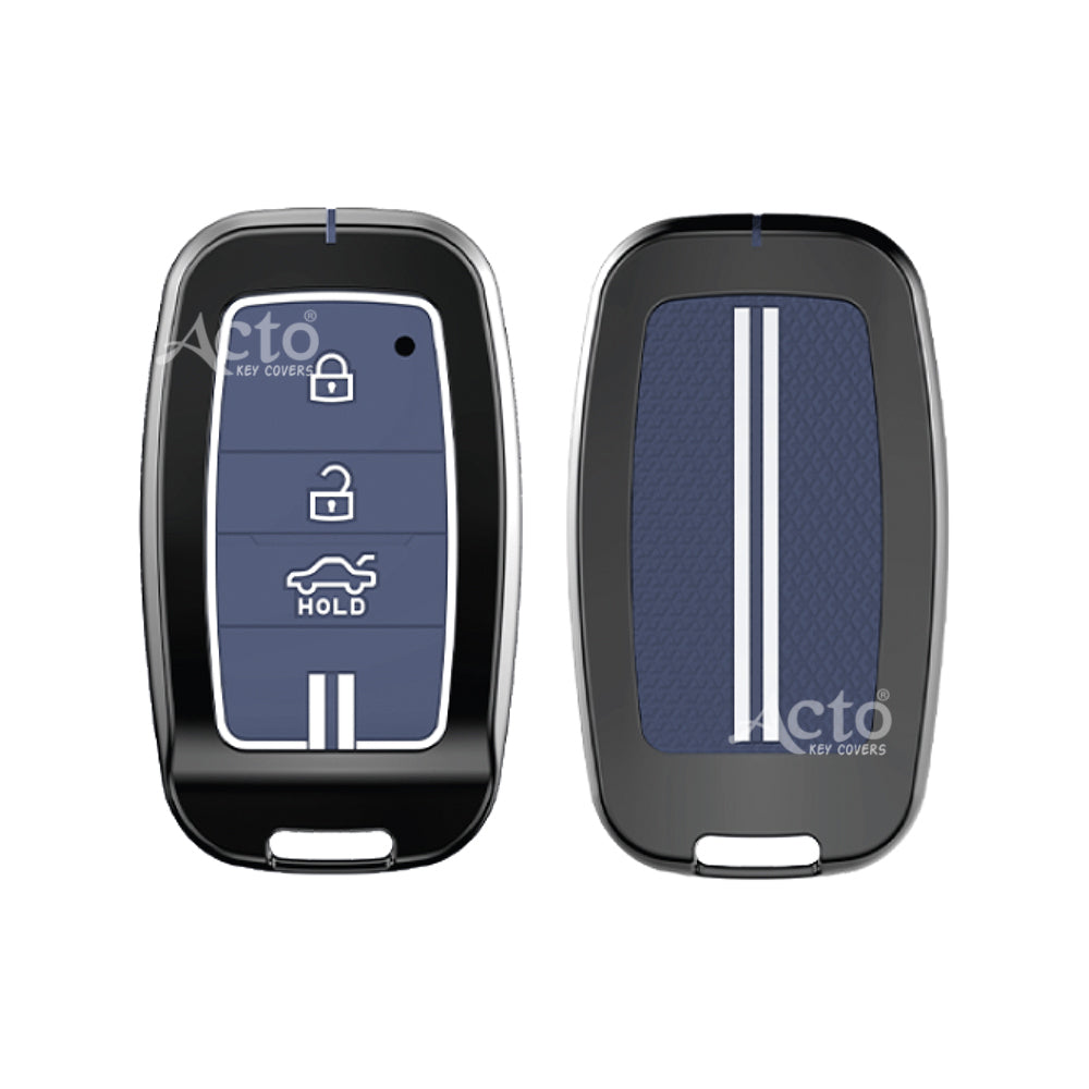 Acto Metal Sapphire Key Cover and Key chain KIA Seltos & Carens Compatible with  Pack of 1 Set (Glow in the Night)