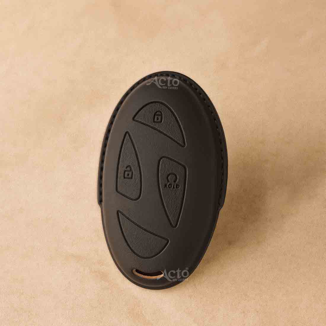 ACTO PU Leather Key Cover with Leather Key Chain Compatible with Hyundai Venue 2025+ 4 Button Smart Key Pack of 1 Pcs