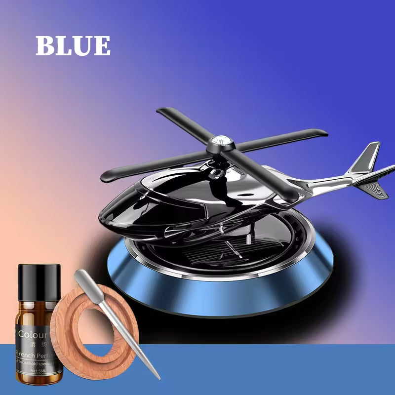 Solar Powered Rotating Helicopter Aromacure Furnishing Air Freshener Tablet for Car Interior