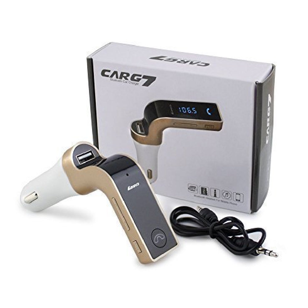 Bluetooth Car Charger Fm Kit Mp3 Transmitter USB Hands-Free Mobile with Aux Cable for All Smartphones