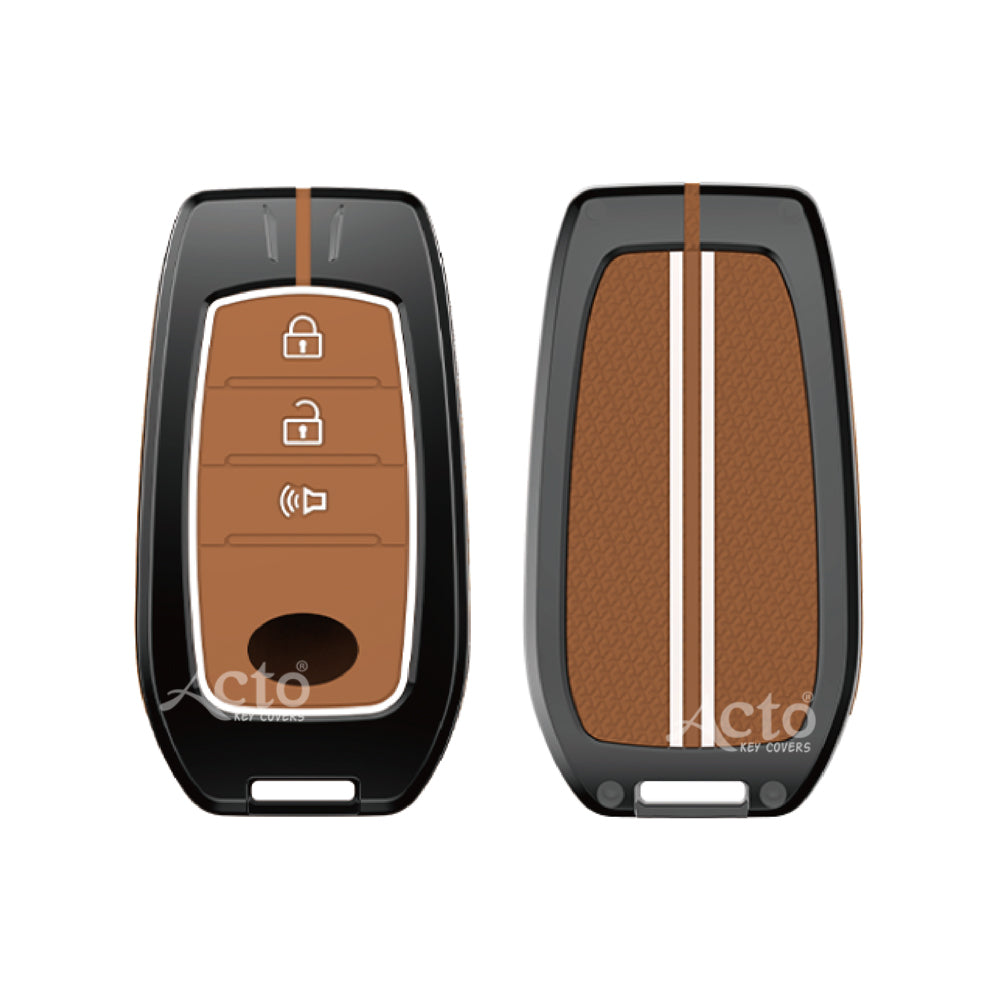 Acto Metal Sapphire Key Cover and Key chain Compatible with Toyota Crysta, Fortuner Pack of 1 Set (Glow in the Night)