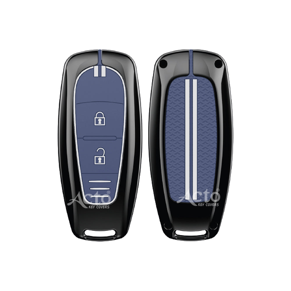 Acto Metal Sapphire Key Cover and Key chain Compatible with Suzuki Baleno I Breeza I Ciaz I Ignis I S-cross 2 Button Pack of 1 Set (Glow in the Night)
