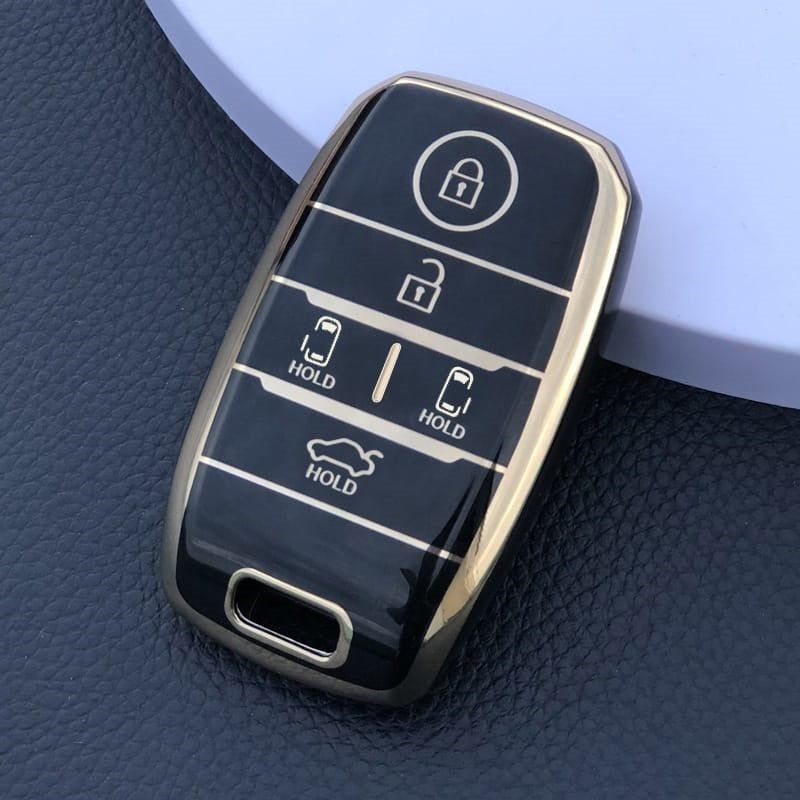 Acto TPU Gold Series Car Key Cover With TPU Gold Key Chain For Kia Carnival