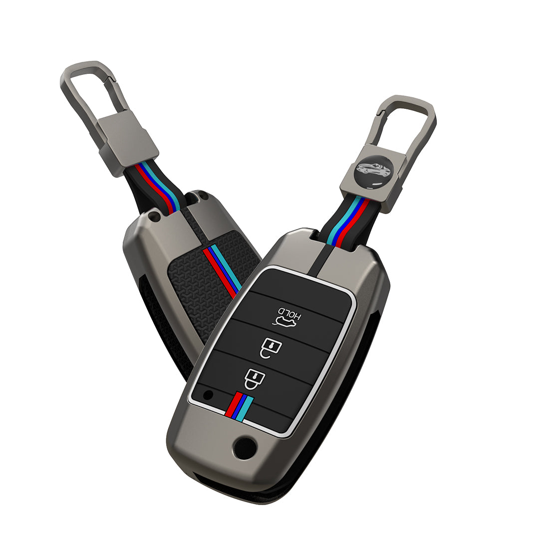 Acto Metal Sapphire Key Cover and Key chain Compatible with KIA Seltos, Carens Pack of 1 Set (Glow in the Night)