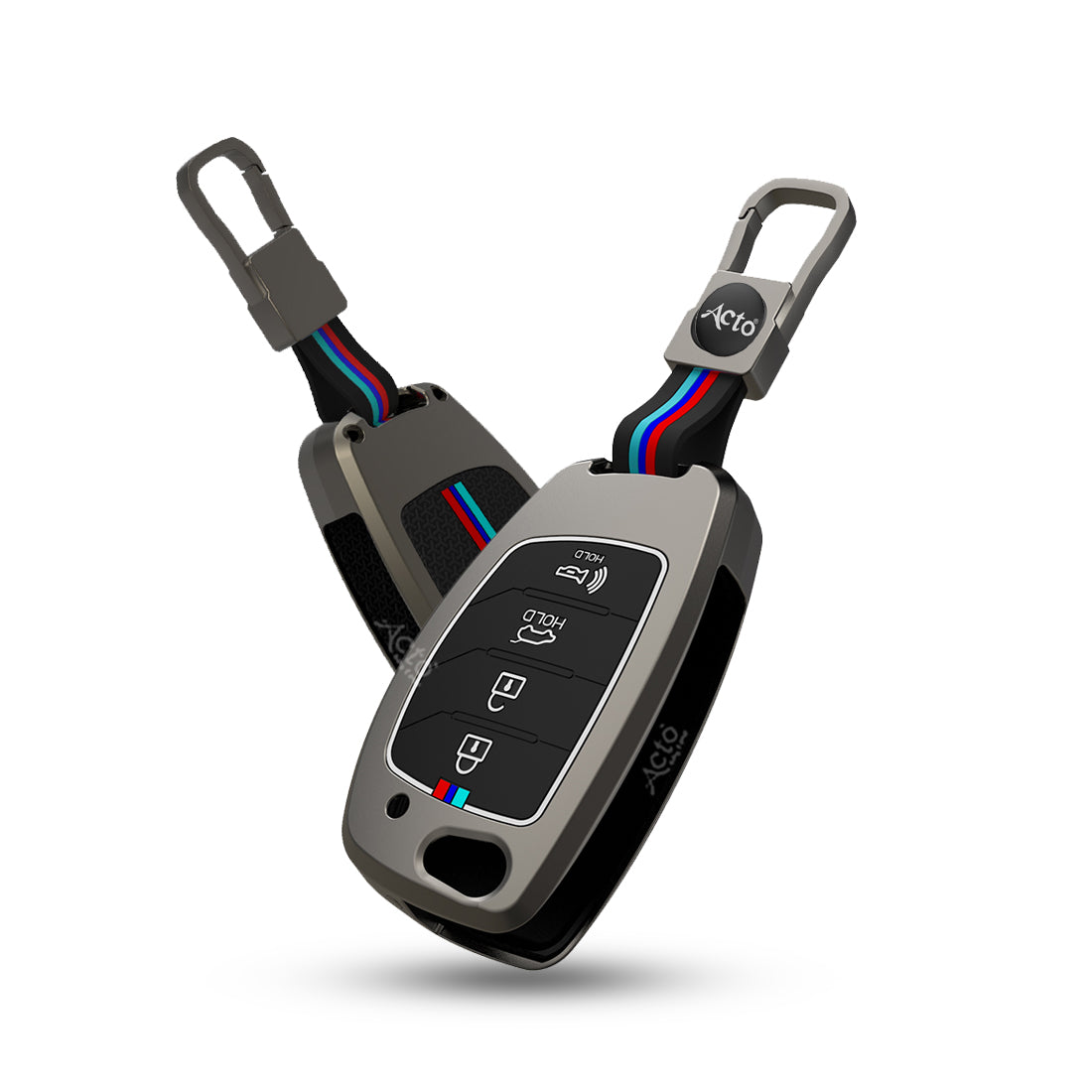 Acto Metal Sapphire Key Cover and Key chain Compatible with Hyundai Venue, Creta Pack of 1 Set (Glow in the Night)