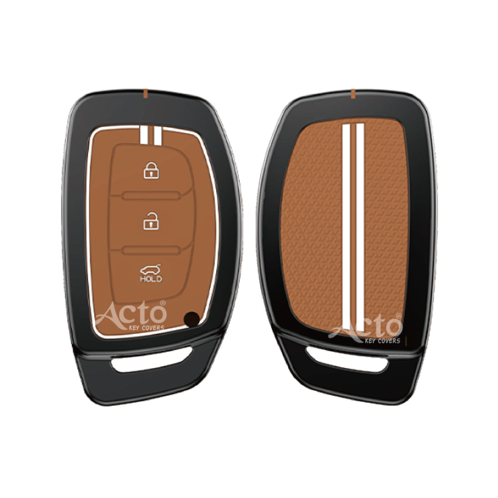 Acto Metal Sapphire Key Cover and Key chain Compatible with Hyudai  Aura I Elantra I I10 Grand Nios I i20 Elite I Verna 4S I Creta I i10 Grand I i20 Active I Tucson I Xcent Pack of 1 Set (Glow in the Night)