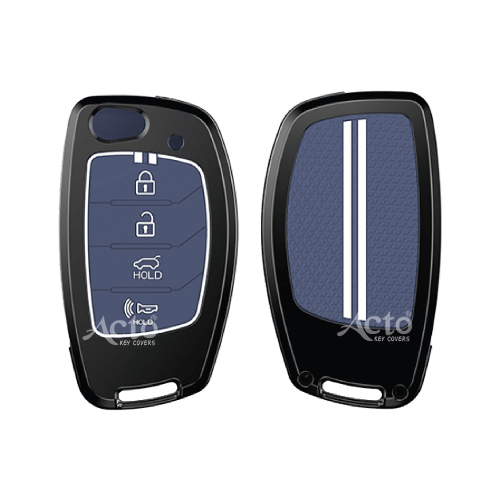Acto Metal Sapphire Key Cover and Key chain Compatible with Hyundai Venue, Creta Pack of 1 Set (Glow in the Night)