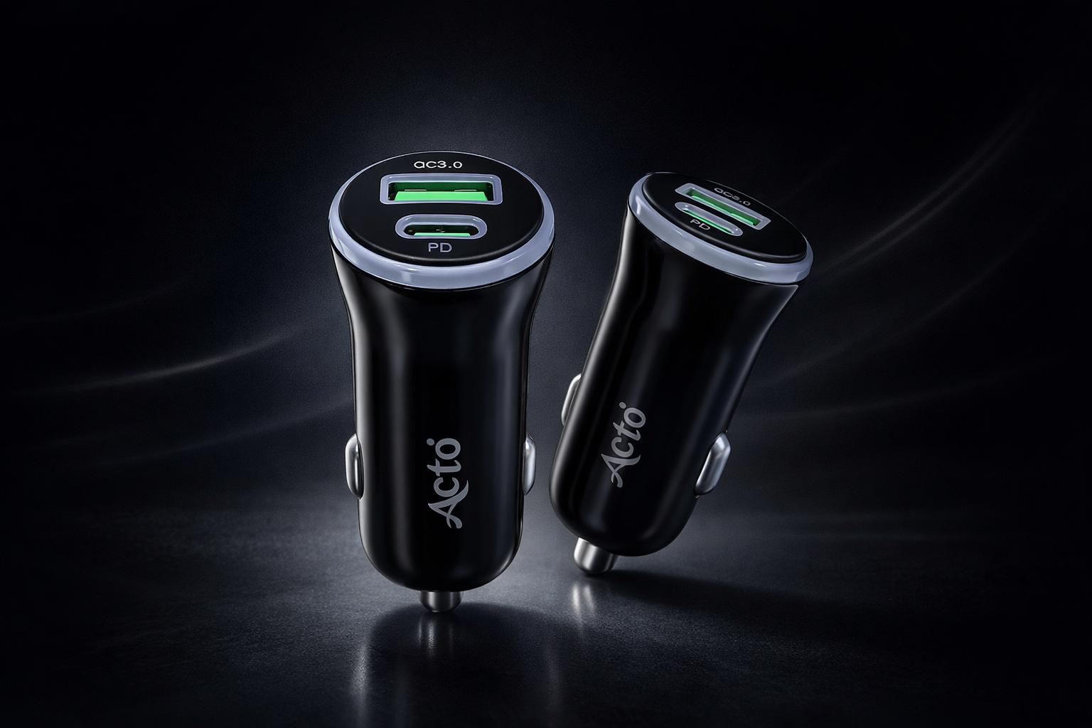 ACTO Saturn Car Mobile Charger with C to C Data Cable Fast Output QC3.0+30W PD Charger Pack of 1 Pcs