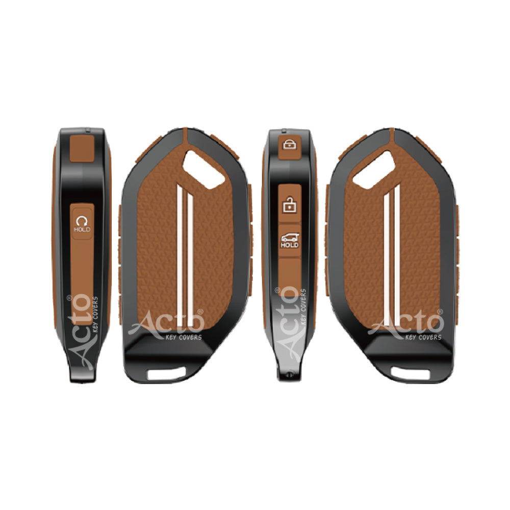 Acto Metal Sapphire Key Cover & Key Chain Compatible with Kia Syros 2025 & Seltos 2026 4-Button Smart Key | Premium Zinc Alloy Case | Glow in the Night Buttons | 360° Full Protection | Luxury Key Fob Cover | Pack of 1 Set