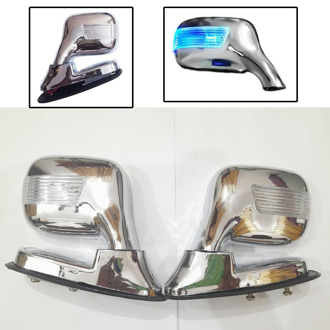 Car Bonnet Front Fender Chrome Bonnet Mirror With Indicator (set of 2)