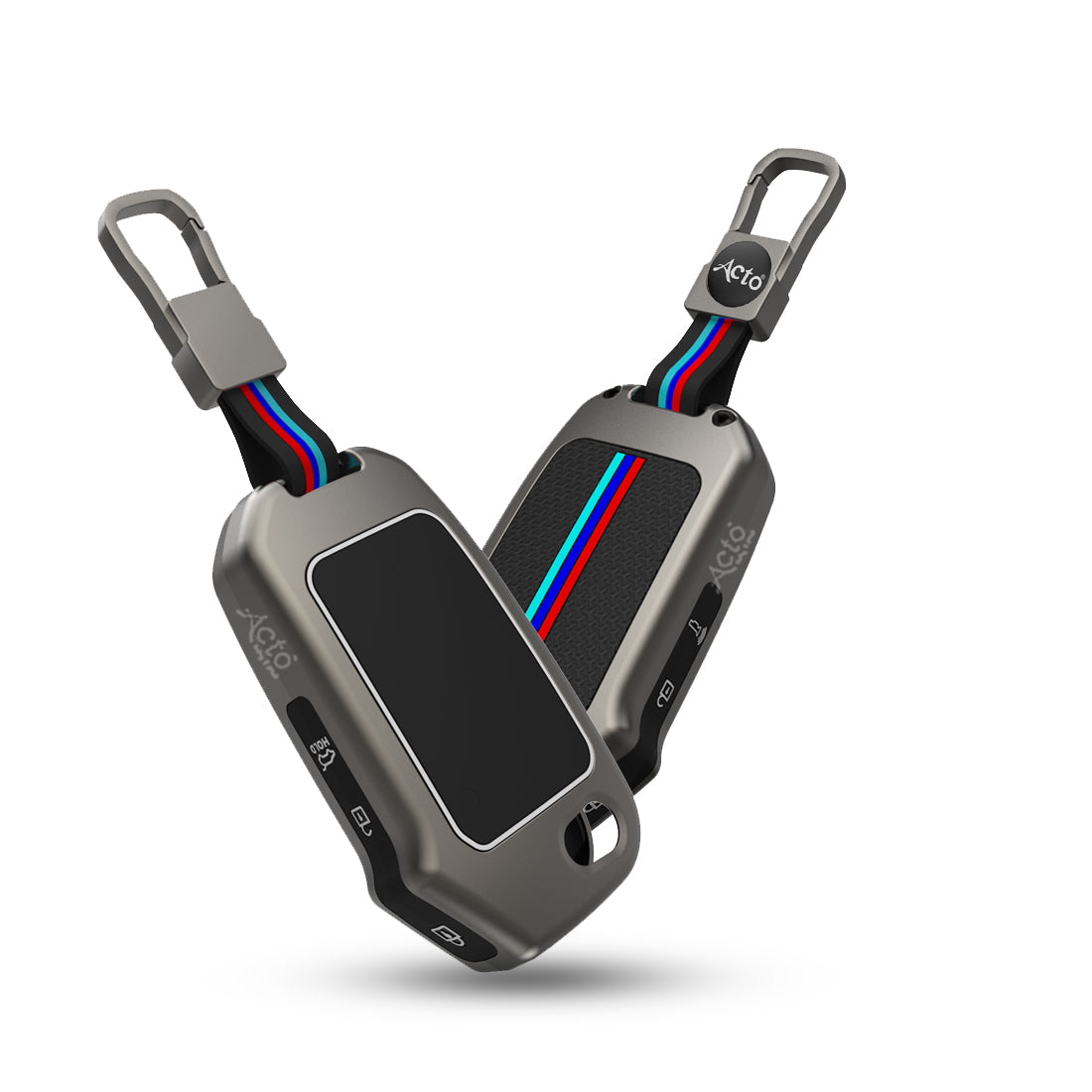 Acto Metal Sapphire Key Cover & Key Chain Compatible with Kia Seltos 2020, Sonet 2020 3 Button Flip Key | Premium Zinc Alloy Case | Glow in the Night Buttons | 360° Full Protection | Luxury Key Fob Cover | Pack of 1 Set