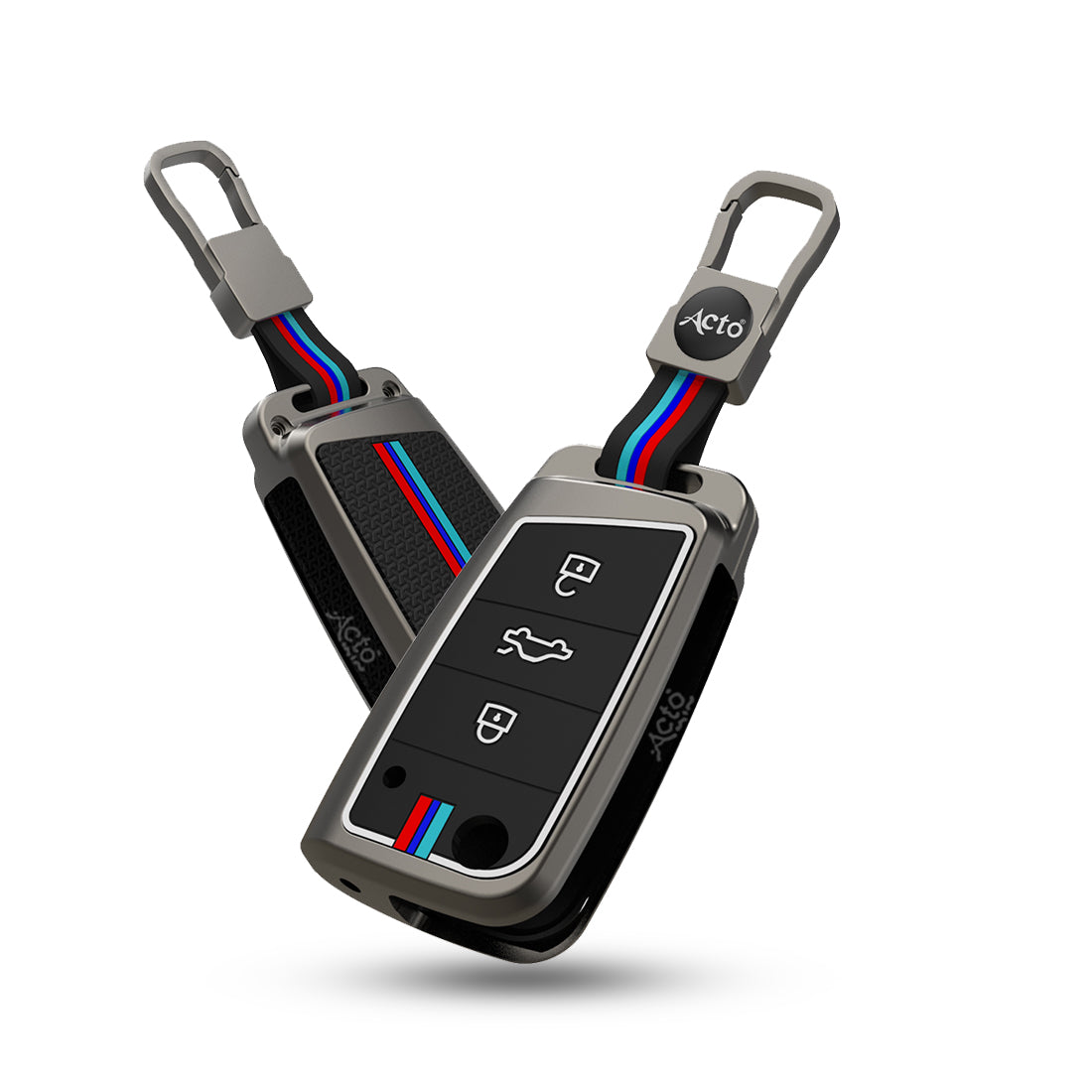 Acto Car Key Cover Metal Silicone Compatible with Volkswagen