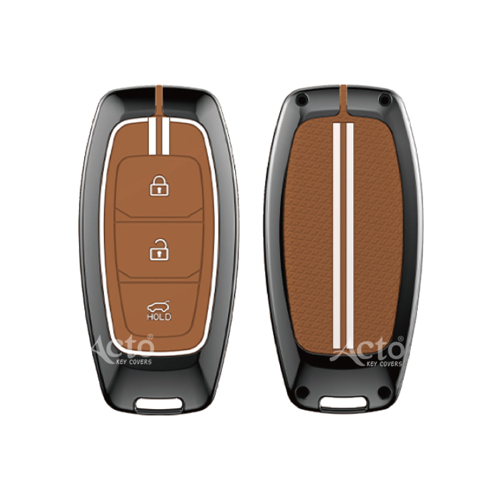 Acto Metal Sapphire Key Cover and Key chain Compatible with Hyundai Kona electric I Verna Pack of 1 Set (Glow in the Night)