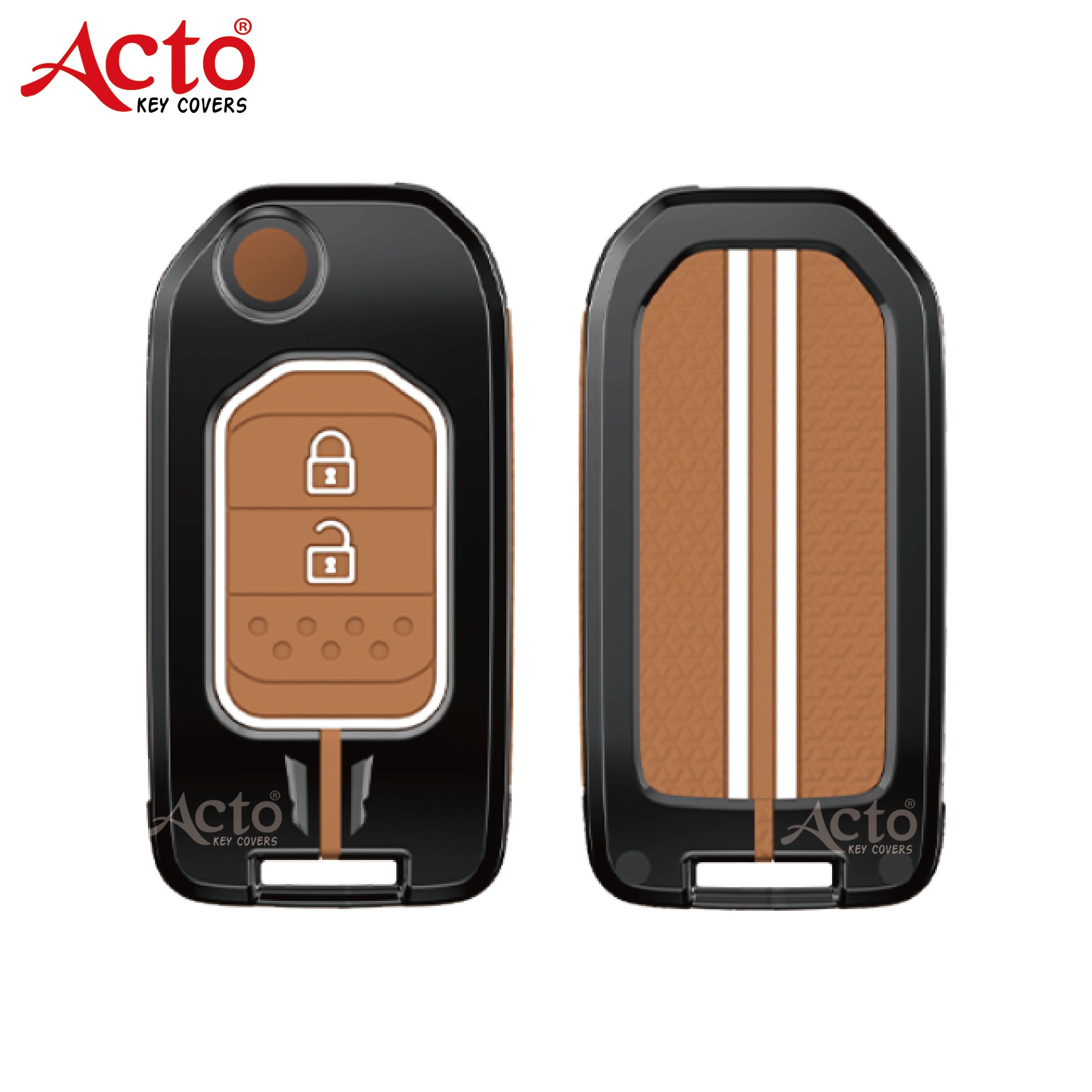 Acto Metal Sapphire Key Cover and Key chain Compatible with Honda City, WR-V, Jazz Pack of 1 Set (Glow in the Night)