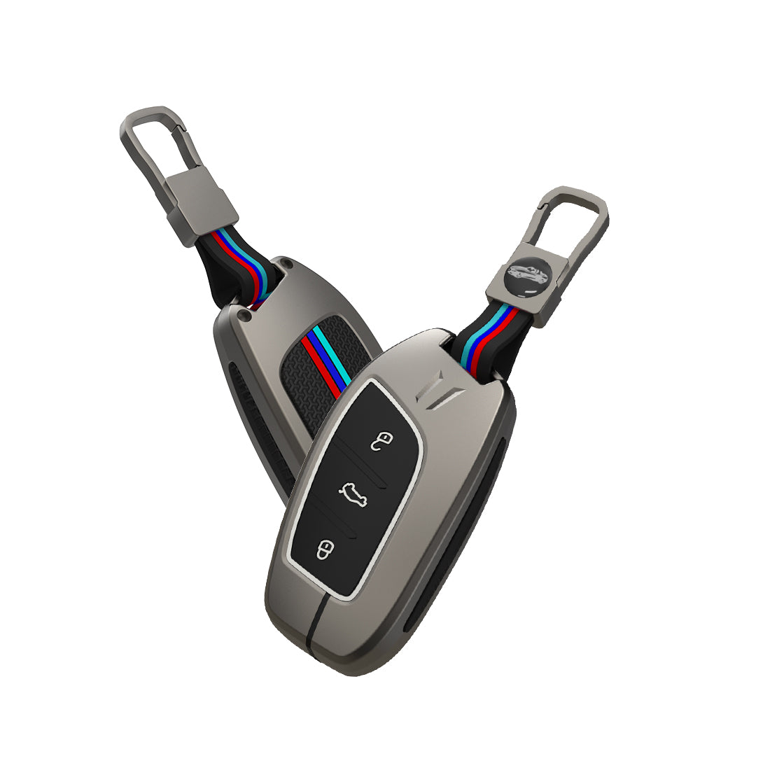 Acto Metal Sapphire Key Cover and Key chain Compatible with MG Astor I Hector I Comet EV I Hector plus I Gloster I ZS EV I ZS Pack of 1 Set (Glow in the Night)