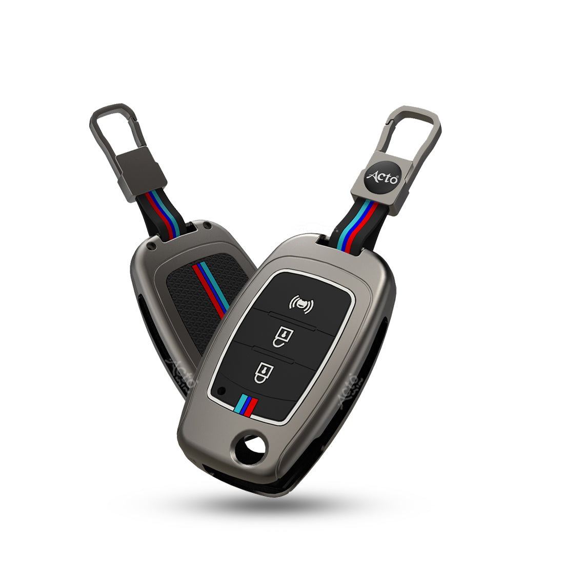 Acto Metal Sapphire Key Cover and Key Chain Compatible with Mahindra Xuv300 Pack of 1 Set (Glow in the Night)