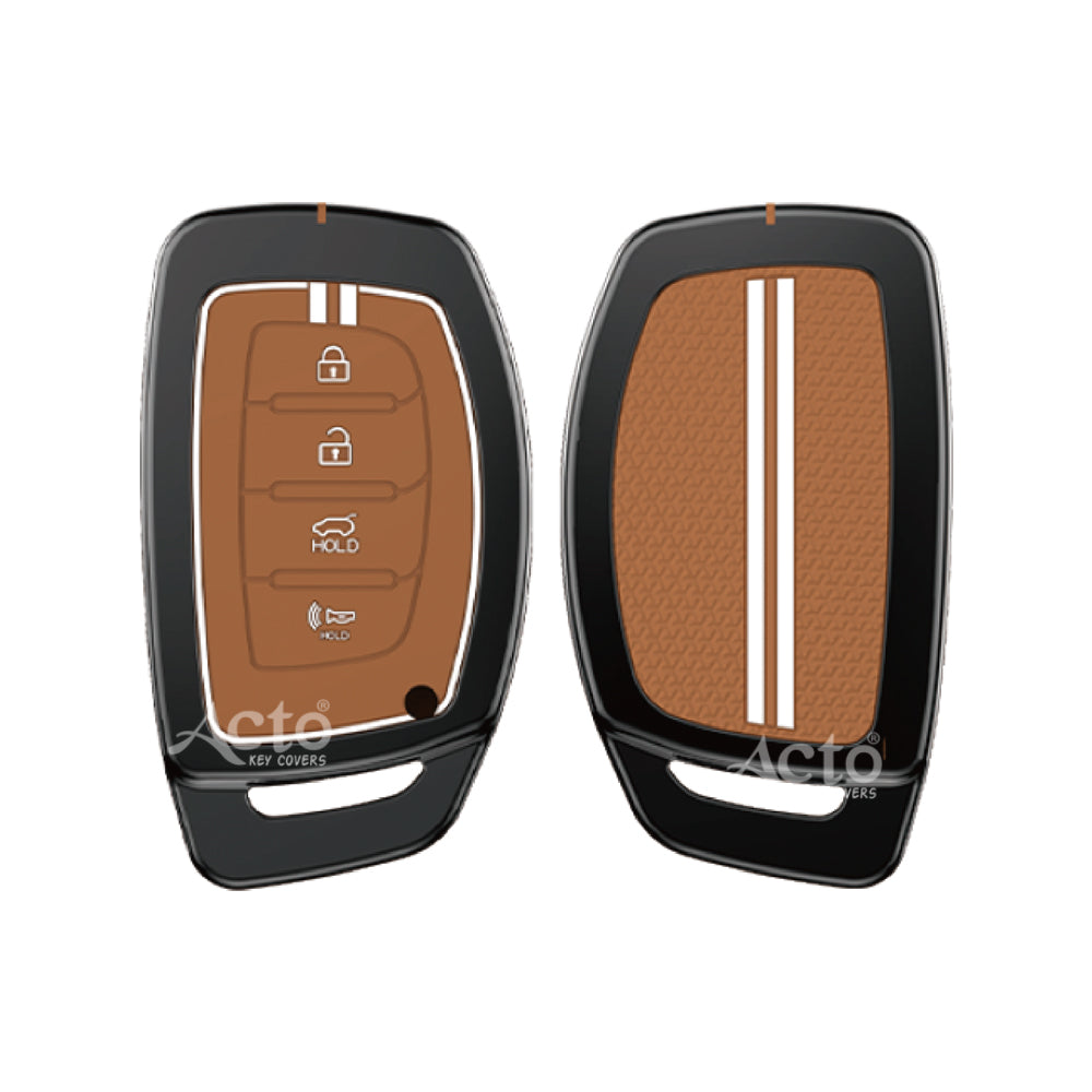 Acto Metal Sapphire Key Cover and Key chain Compatible with Hyundai Tucson I Creta I i20 (2021) I Elantra I Venue Pack of 1 Set (Glow in the Night)