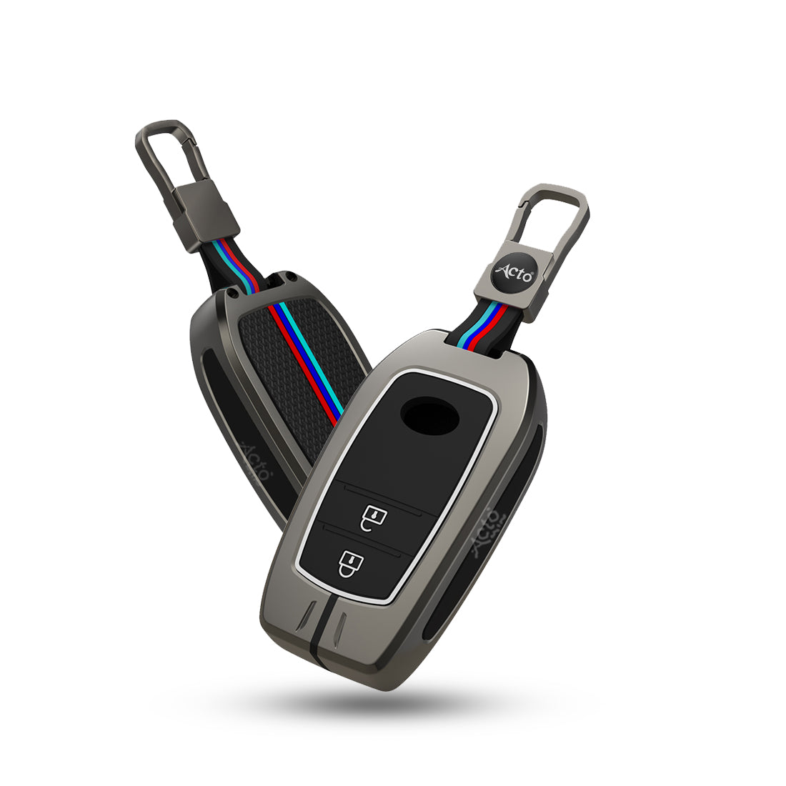 Acto Metal Sapphire Key Cover and Key chain Compatible with Toyota Crysta, Fortuner Pack of 1 Set (Glow in the Night)