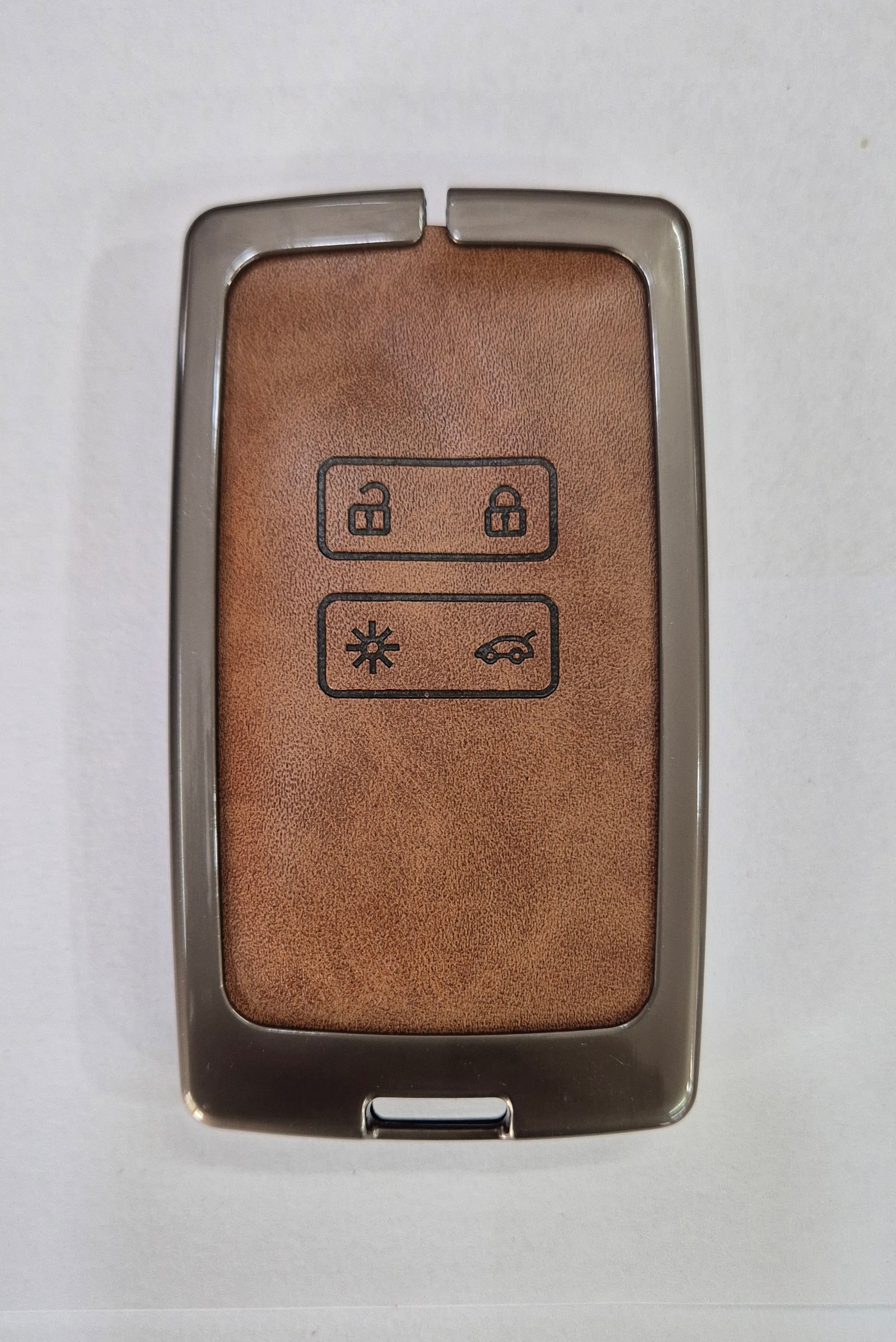 ACTO Metal Leather Car key cover with key chain Compatible With Renault