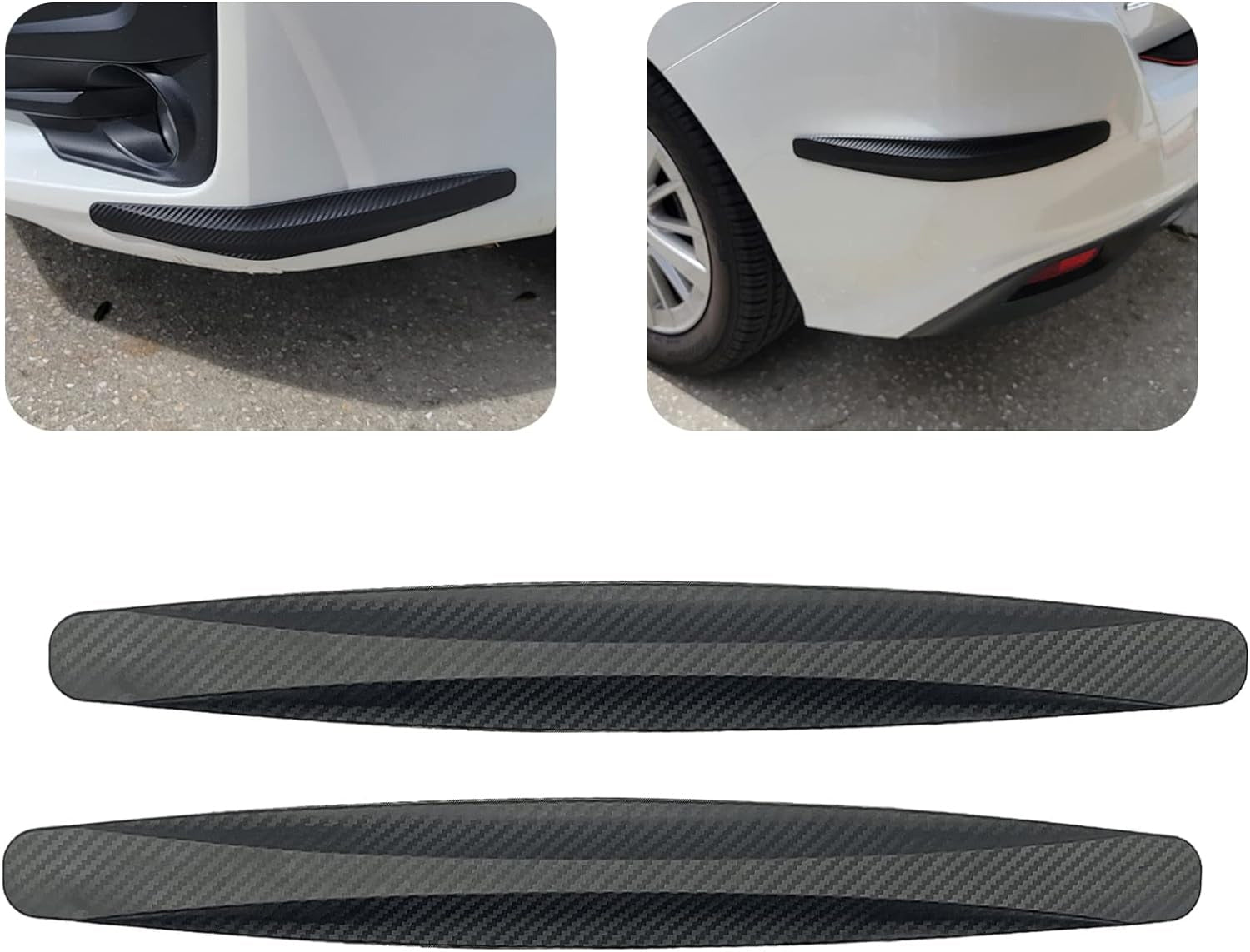 Car Bumper Protector for Car Corner Black Carbon Rubber Design Compatible with  All Cars Set of 4