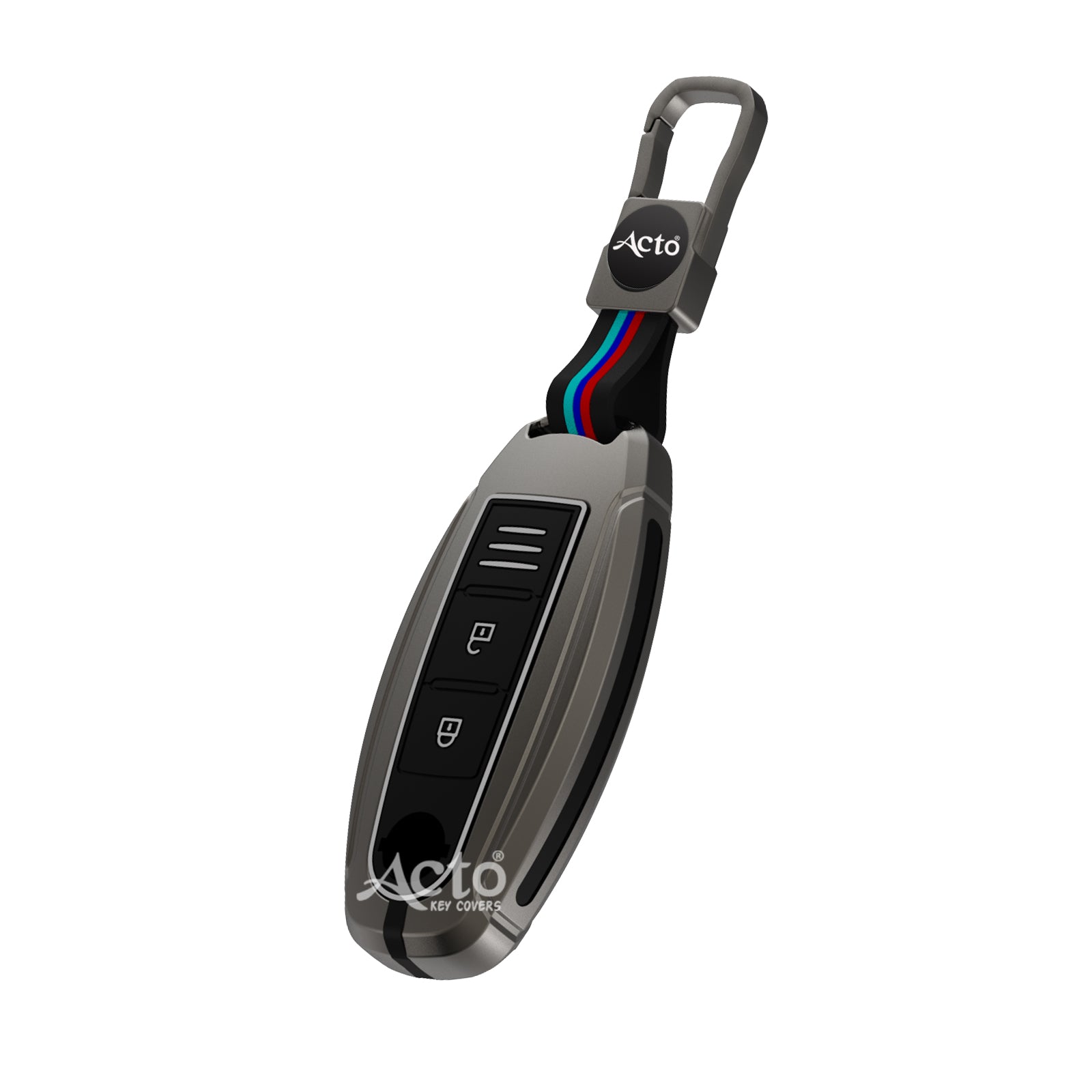 Acto Metal Sapphire Key Cover and Key chain Compatible with Toyota Corolla Altis and Innova Crysta Pack of 1 Set (Glow in the Night)