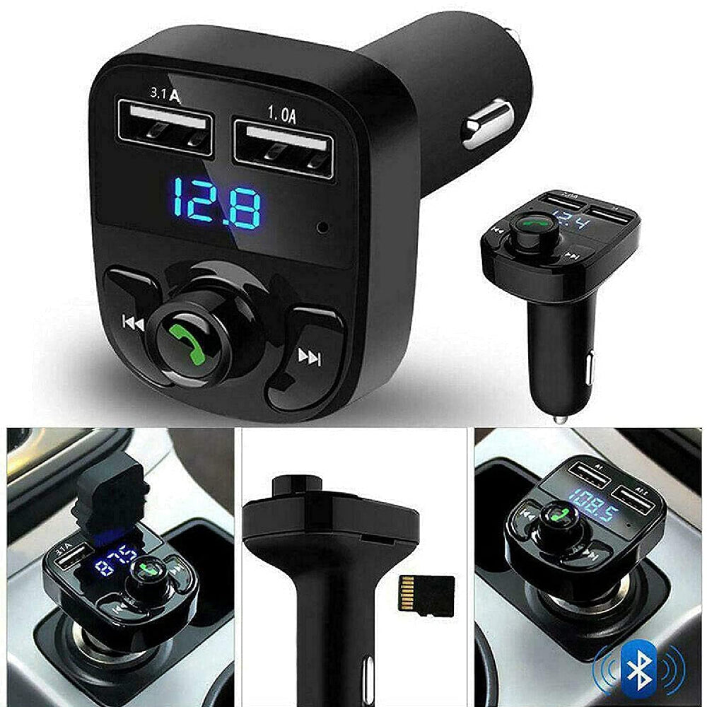 Car X8 Bluetooth Device with Call Receiver for Music System, FM Transmitter Mp3 Audio Music Stereo, Dual USB Port.