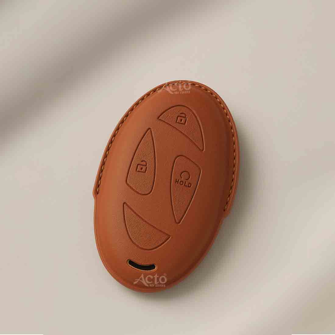 ACTO PU Leather Key Cover with Leather Key Chain Compatible with Hyundai Venue 2025+ 4 Button Smart Key Pack of 1 Pcs