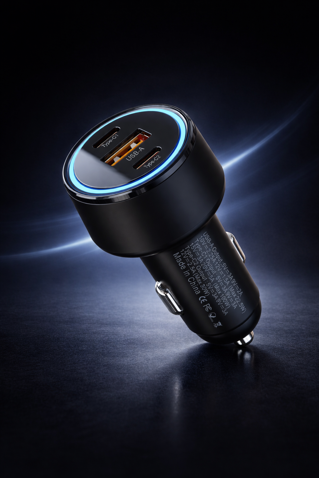 ACTO Jupiter Car Mobile & Laptop Charger with C to C Data Cable 1 USB 5V (22.5W) 2 PD 5V (100W) Laptop Support 3 PD 5V (30V) Fast Charging 152.5W & 2MeterPack of 1 Pcs