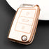 Acto TPU Gold Series Car Key Cover With TPU Gold Key Chain For Skoda Tiguan