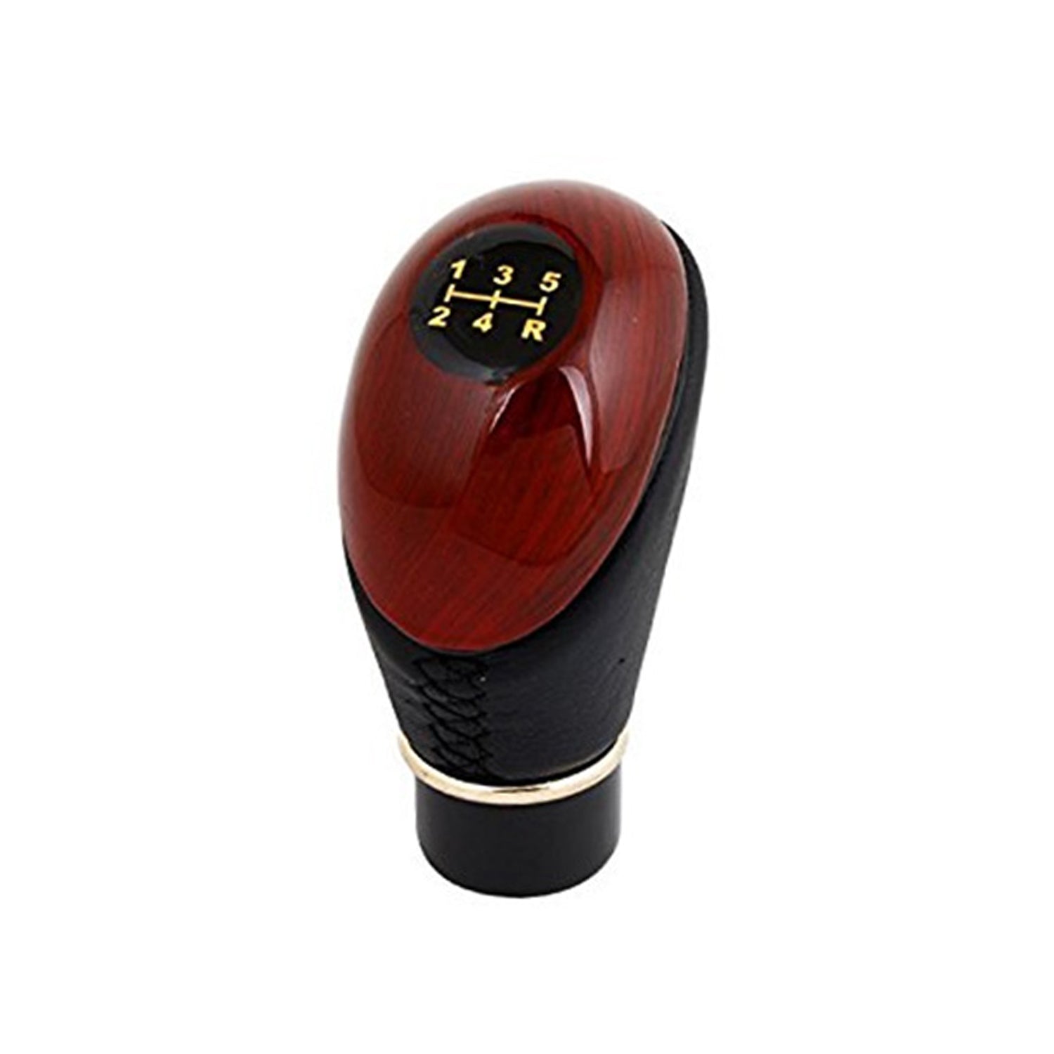 TypeR Gear Knob 5 Speed, Wooden PU Leather Manual Gear Knob for all Cars