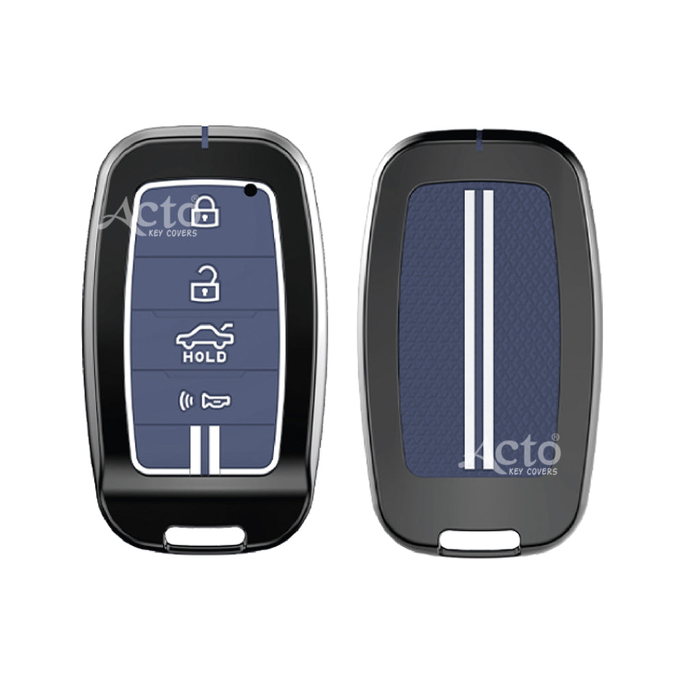 Acto Metal Sapphire Key Cover and Key chain Compatible with KIA Seltos & Sonet Pack of 1 Set (Glow in the Night)