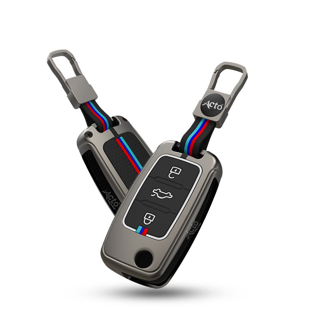 Acto Metal Sapphire Key Cover and Key chain Volkswagen & Škoda Ameo, Jetta, Octavia, Rapid, Vento, Fabia, Laura, Polo, Superb & Yeti Compatible with  Pack of 1 Set (Glow in the Night)