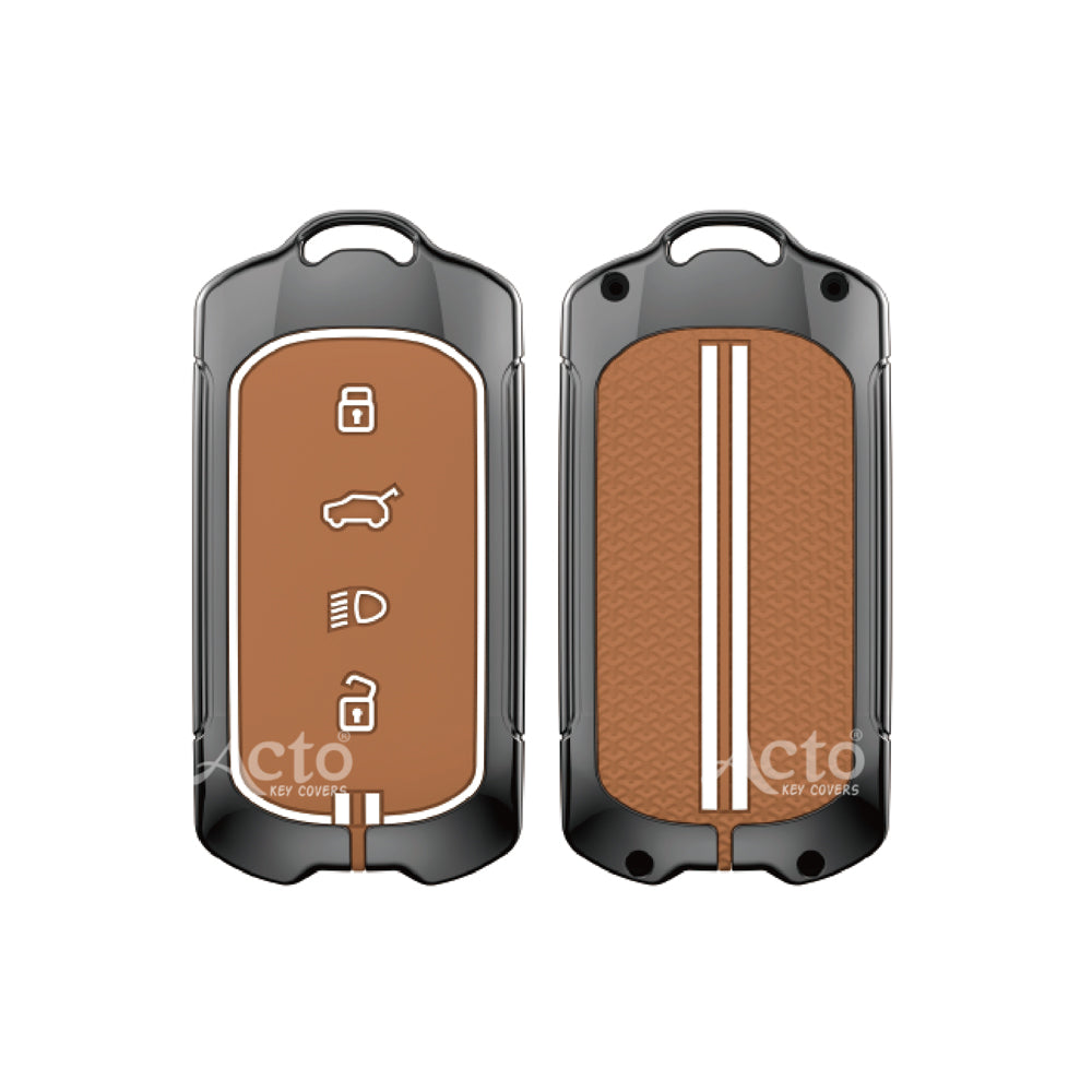 Acto Metal Sapphire Key Cover and Key chain Compatible with Tata Curvv Pack of 1 Set (Glow in the Night)