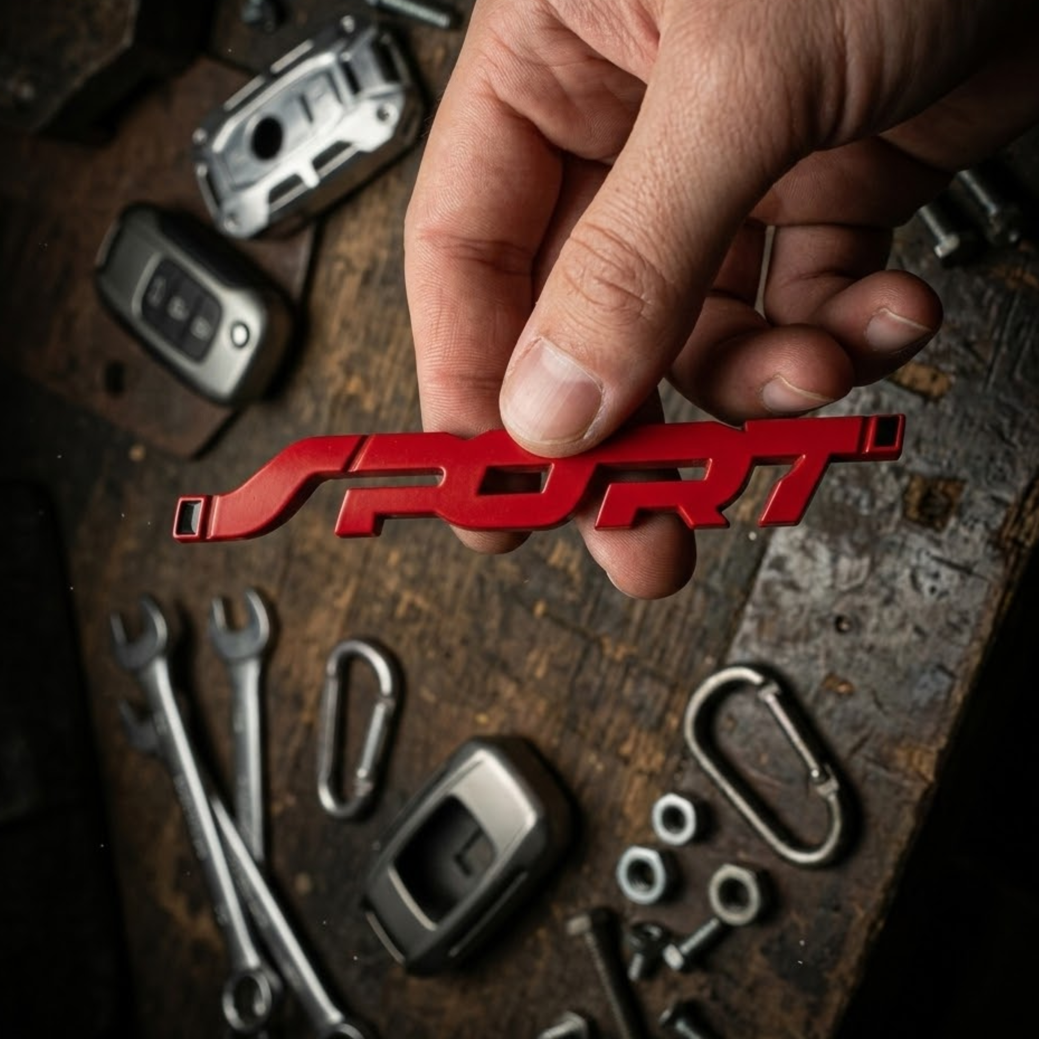 Carsonify 3D Metal Sport Car Badge Emblem Sticker | Premium Aluminum Alloy Chrome Sport Logo Decal | Self-Adhesive Metallic Badge for Car, Bike & SUV Exterior | Stylish Auto Styling Accessory