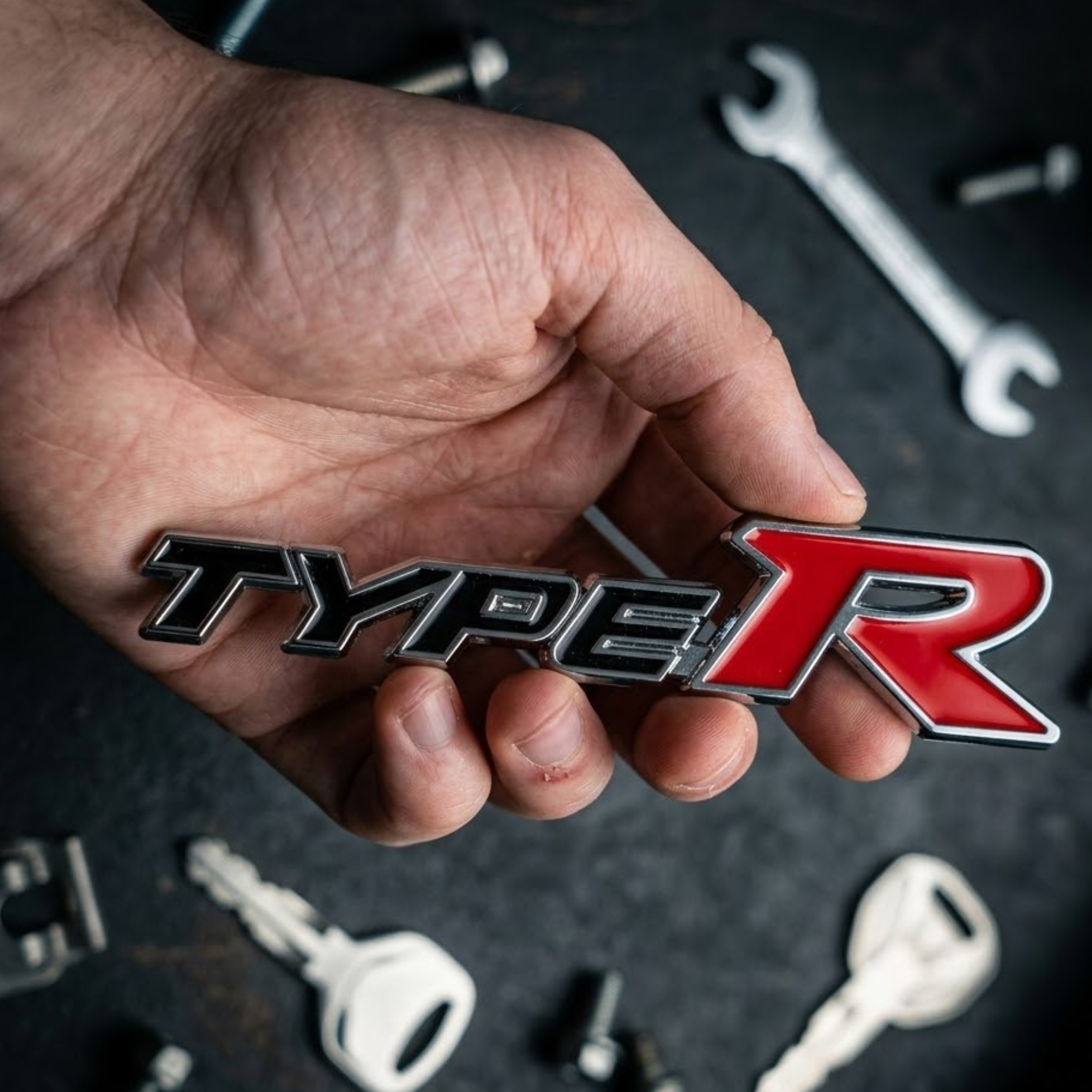 Carsonify 3D Metal Type R Car Badge Emblem Sticker | Premium Aluminum Alloy Chrome Type-R Logo Decal | Self-Adhesive Car & Bike Exterior Decoration | Metallic Auto Styling Accessory