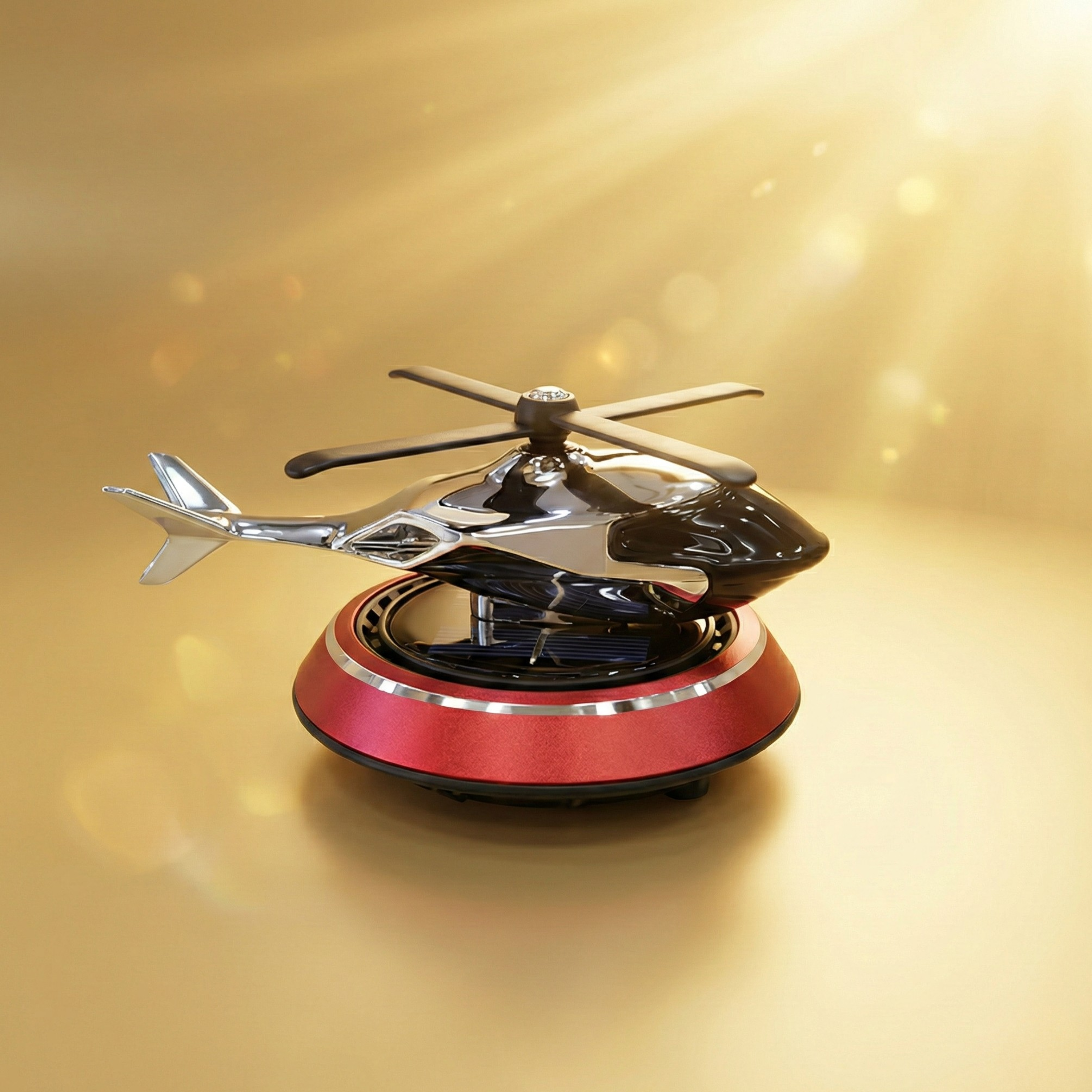 Solar Powered Rotating Helicopter Dashboard Showpiece – Automatic Moving Car Decor