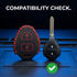 ACTO Leather Car Key Cover with Key Chain Compatible for Toyota Camry, Corolla, Fortuner & Innova (2 Button Remote Key) | Premium Black with Red Stitching | 360° Protection | Stylish Key Case | Pack of 1