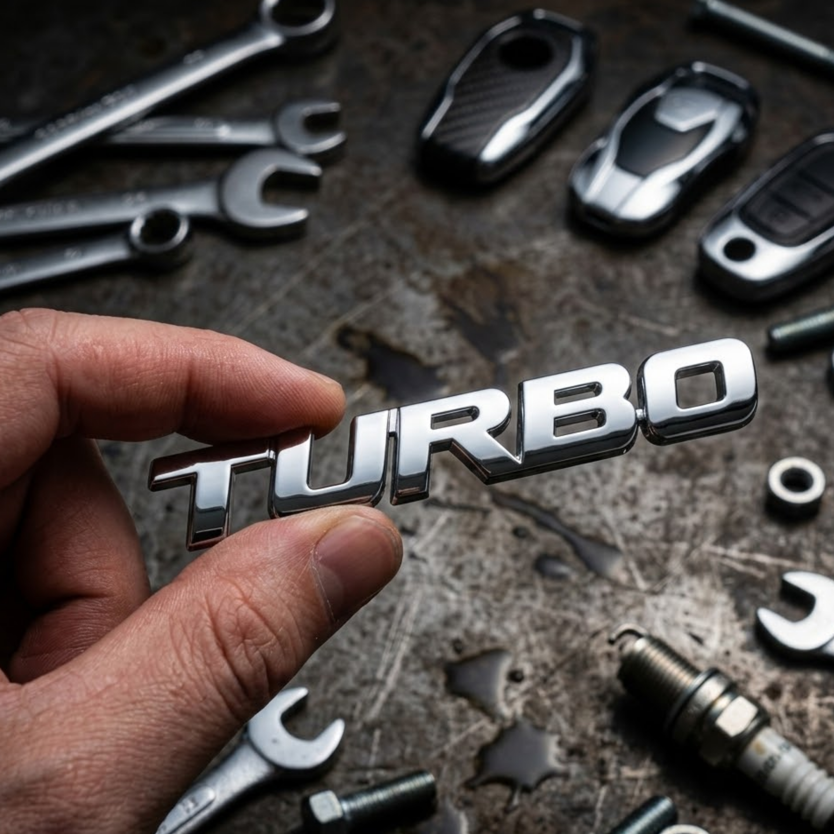 Carsonify 3D Metal TURBO Car Badge Emblem Sticker | Premium Aluminum Alloy Chrome TURBO Logo Decal | Self-Adhesive Metallic Badge for Car, Bike & SUV Exterior | Stylish Auto Styling Accessory