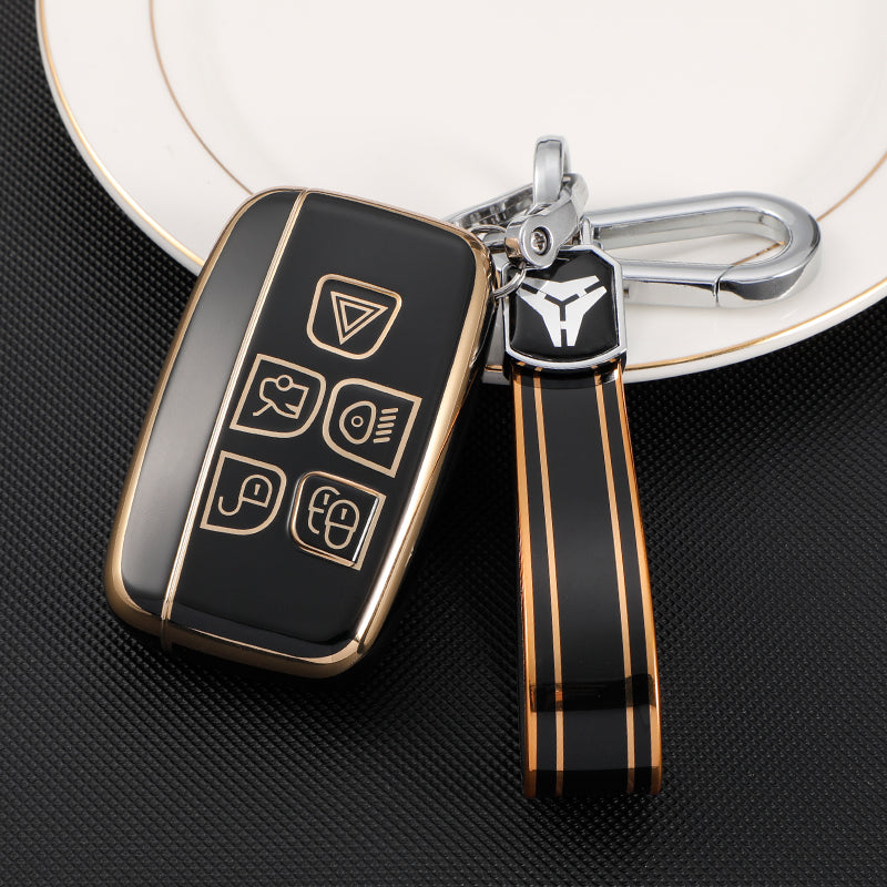 Acto TPU Gold Series Car Key Cover With TPU Gold Key Chain For Jaguar XE