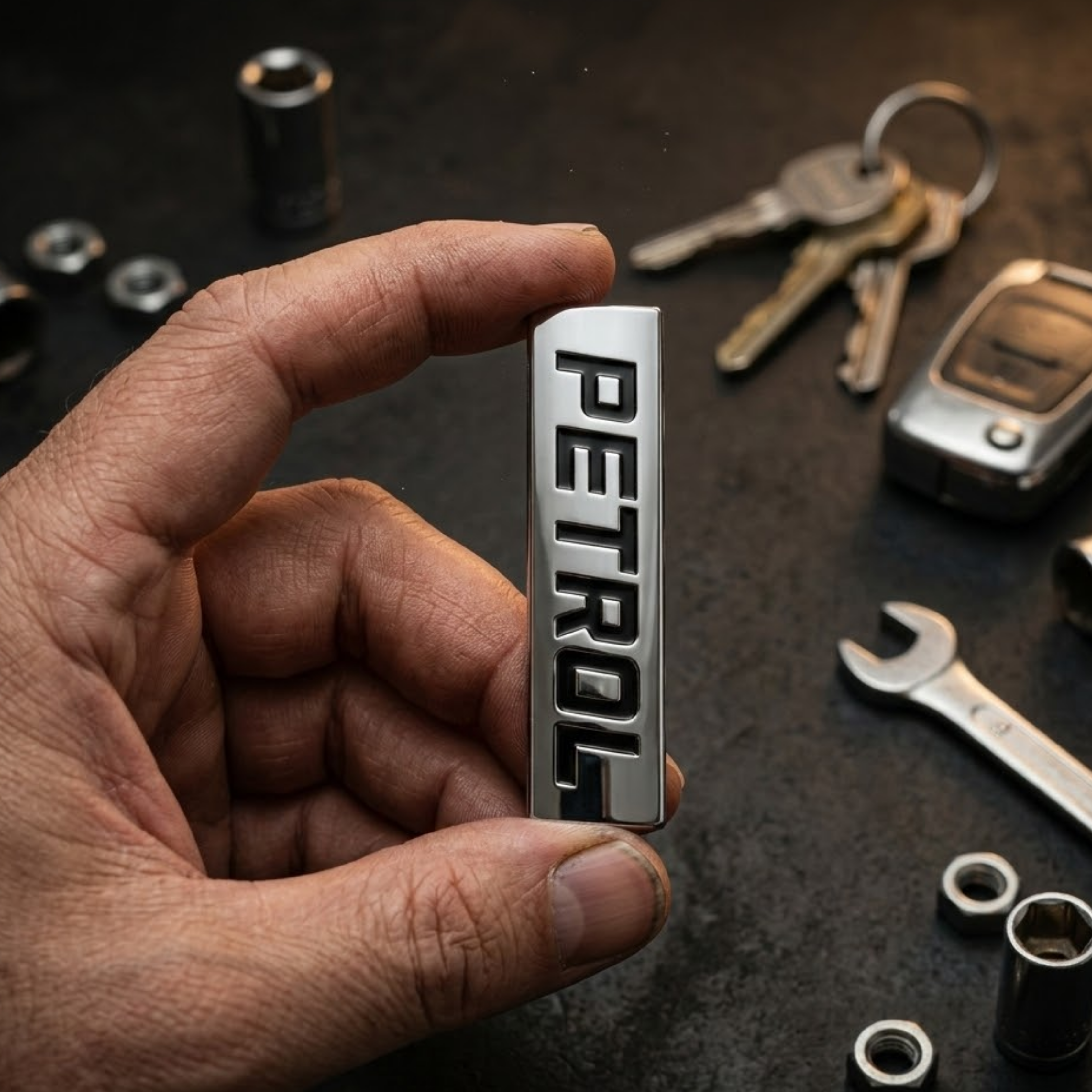 Carsonify 3D Metal Petrol Car Badge Emblem Sticker | Premium Aluminum Alloy Chrome Petrol Logo Decal | Self-Adhesive Metallic Badge for Car, Bike & SUV Exterior | Stylish Auto Decoration Accessory